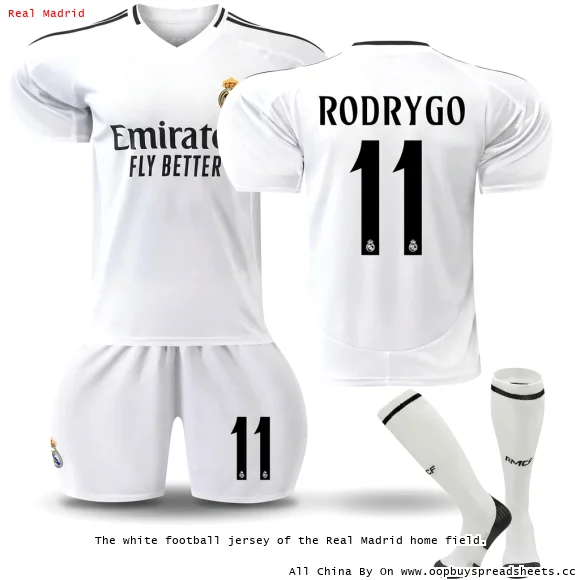 The white football jersey of the Real Madrid home field.