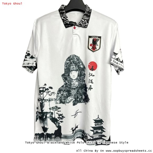 Tokyo Ghoul Black and White Polo Shirt in Japanese Style