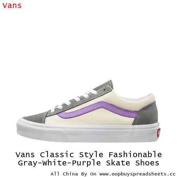Vans Classic Style Fashionable Gray-White-Purple Skate Shoes