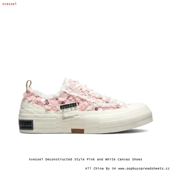 Xvessel Deconstructed Style Pink and White Canvas Shoes