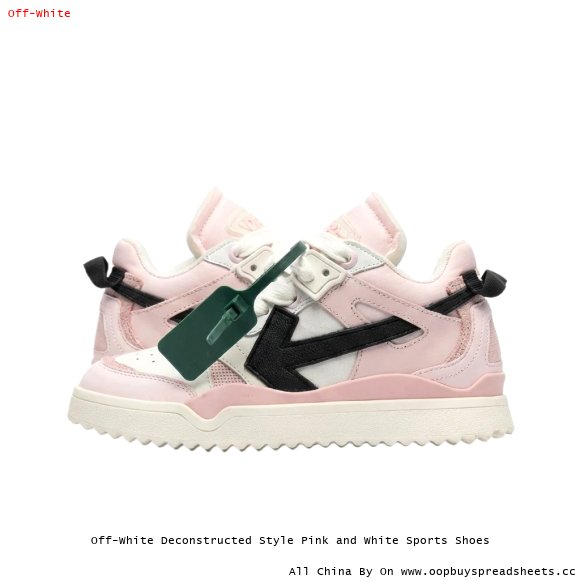 Off-White Deconstructed Style Pink and White Sports Shoes