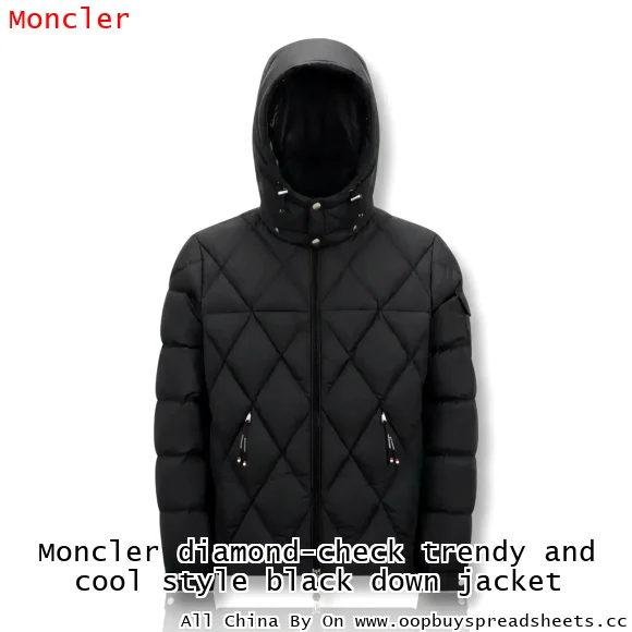Moncler diamond-check trendy and cool style black down jacket