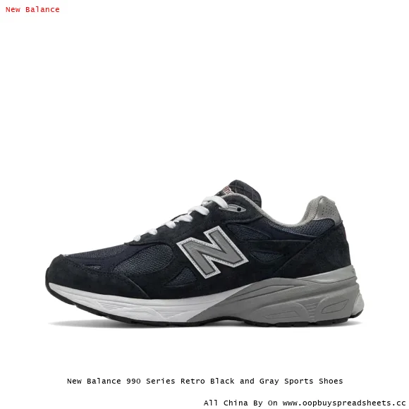 New Balance 990 Series Retro Black and Gray Sports Shoes