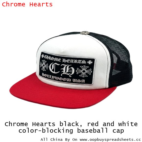 Chrome Hearts black, red and white color-blocking baseball cap