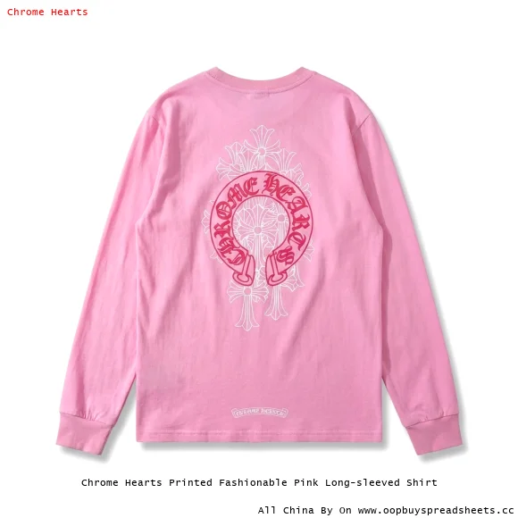Chrome Hearts Printed Fashionable Pink Long-sleeved Shirt