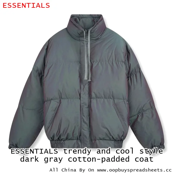 ESSENTIALS trendy and cool style dark gray cotton-padded coat