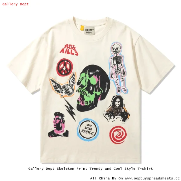 Gallery Dept Skeleton Print Trendy and Cool Style T-shirt