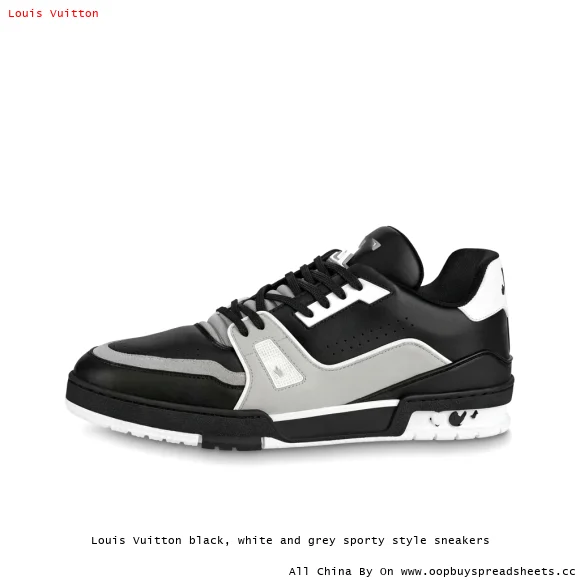 Louis Vuitton black, white and grey sporty style sneakers
