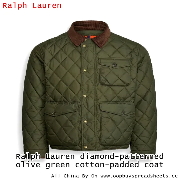 Ralph Lauren diamond-patterned olive green cotton-padded coat