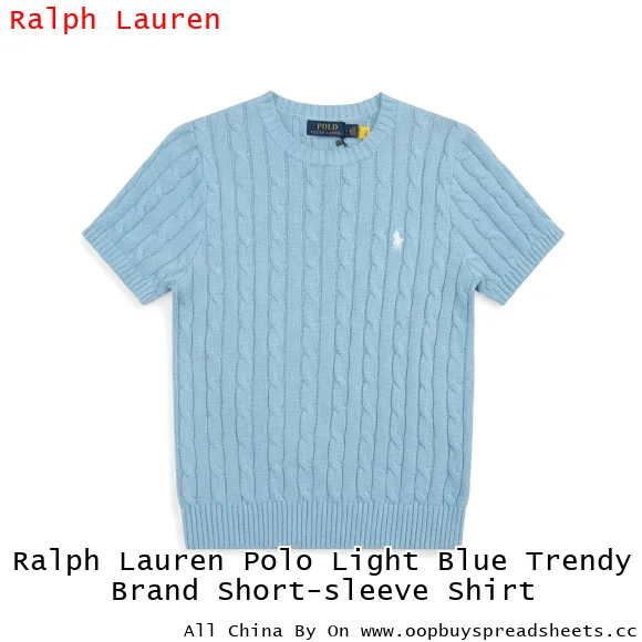 Ralph Lauren Polo Light Blue Trendy Brand Short-sleeve Shirt