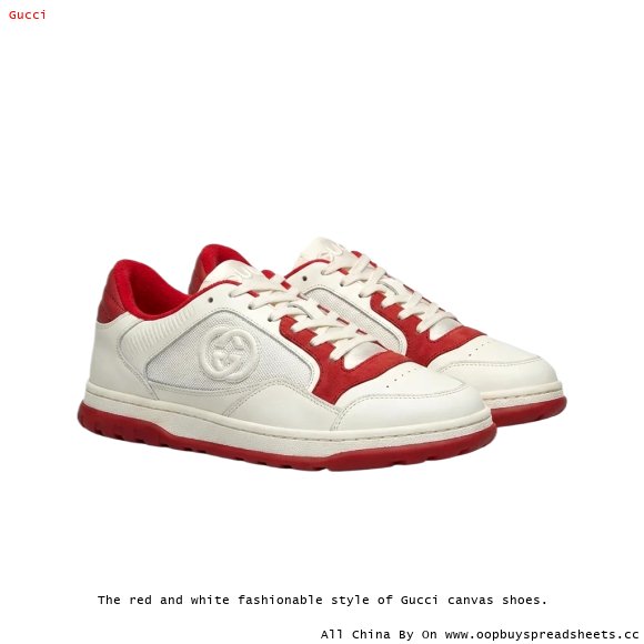 The red and white fashionable style of Gucci canvas shoes.
