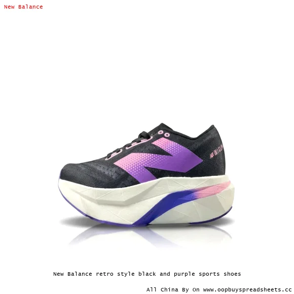 New Balance retro style black and purple sports shoes