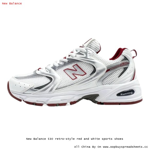 New Balance 530 retro-style red and white sports shoes