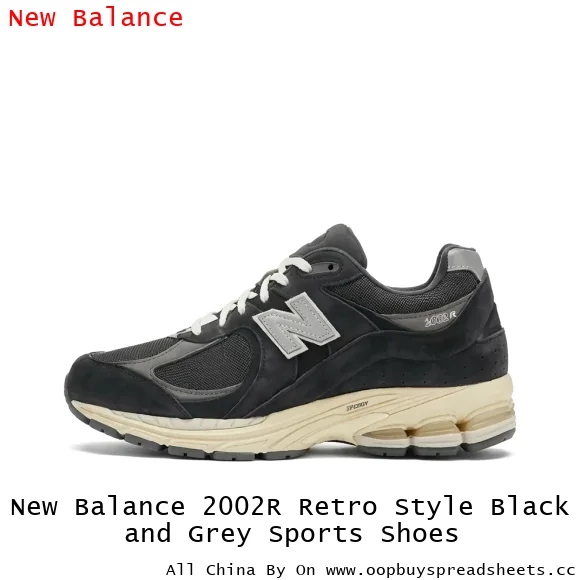 New Balance 2002R Retro Style Black and Grey Sports Shoes