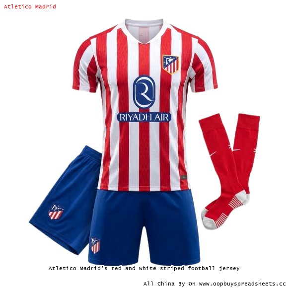 Atletico Madrid's red and white striped football jersey