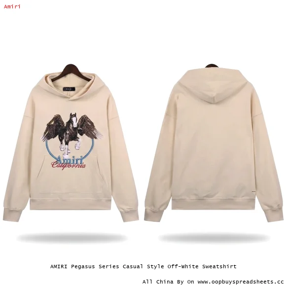 AMIRI Pegasus Series Casual Style Off-White Sweatshirt