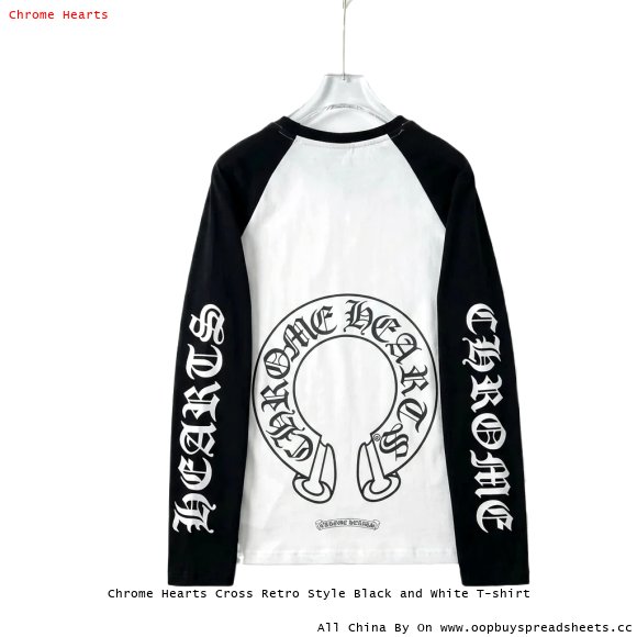 Chrome Hearts Cross Retro Style Black and White T-shirt