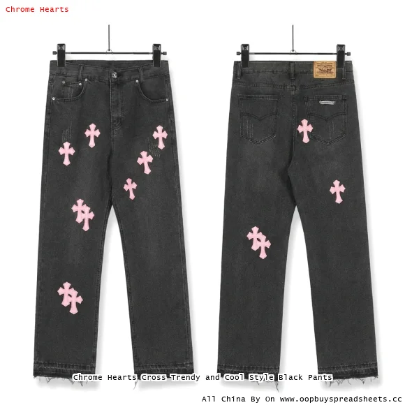 Chrome Hearts Cross Trendy and Cool Style Black Pants