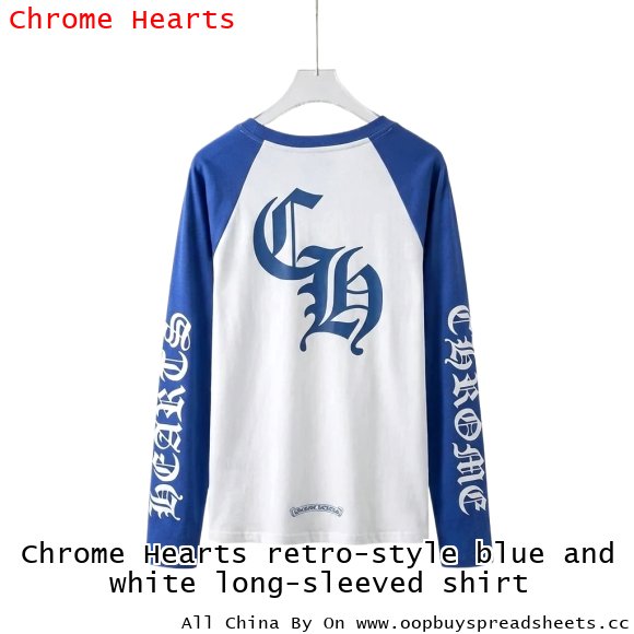 Chrome Hearts retro-style blue and white long-sleeved shirt