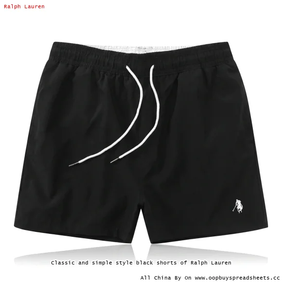 Classic and simple style black shorts of Ralph Lauren