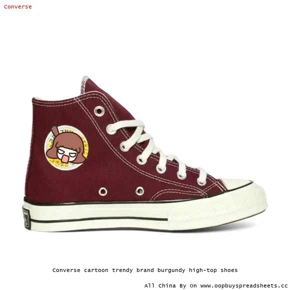 Converse cartoon trendy brand burgundy high-top shoes