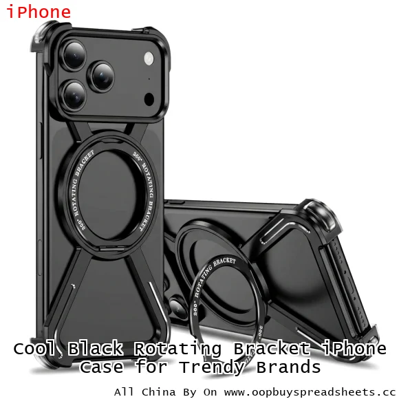 Cool Black Rotating Bracket iPhone Case for Trendy Brands