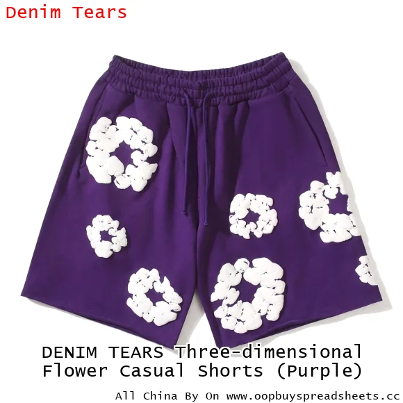 DENIM TEARS Three-dimensional Flower Casual Shorts (Purple)