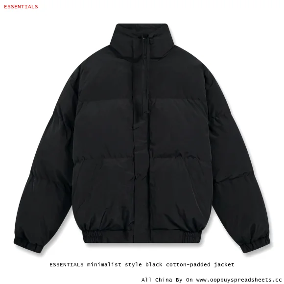 ESSENTIALS minimalist style black cotton-padded jacket