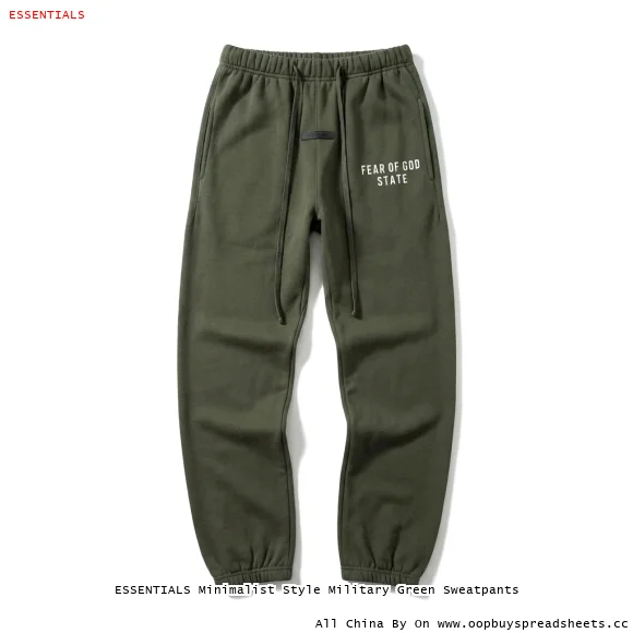 ESSENTIALS Minimalist Style Military Green Sweatpants