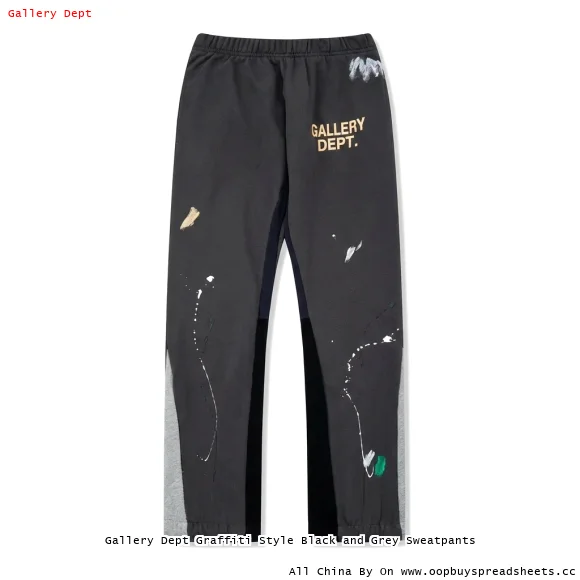 Gallery Dept Graffiti Style Black and Grey Sweatpants