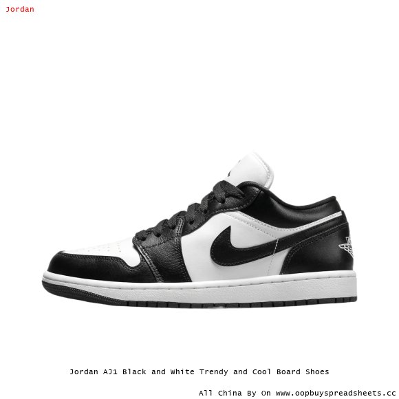 Jordan AJ1 Black and White Trendy and Cool Board Shoes