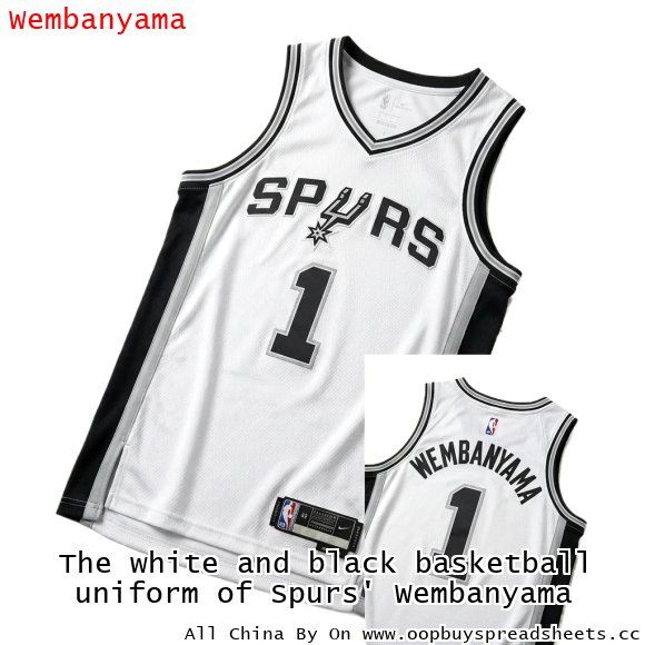 The white and black basketball uniform of Spurs' Wembanyama