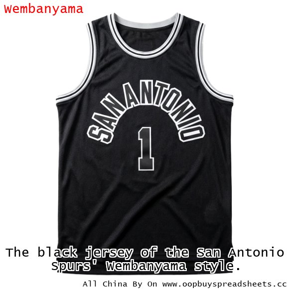 The black jersey of the San Antonio Spurs' Wembanyama style.