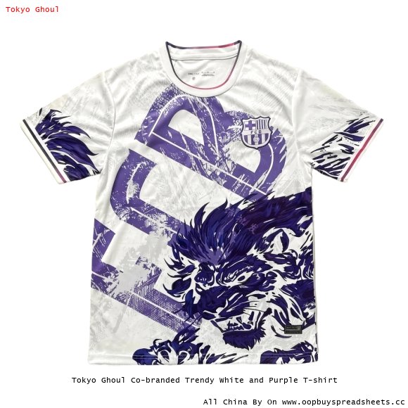 Tokyo Ghoul Co-branded Trendy White and Purple T-shirt