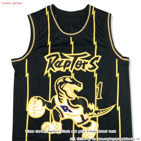 Vince Carter Raptors black and gold trendy brand vest
