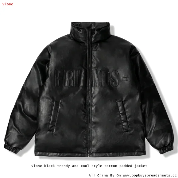 Vlone black trendy and cool style cotton-padded jacket