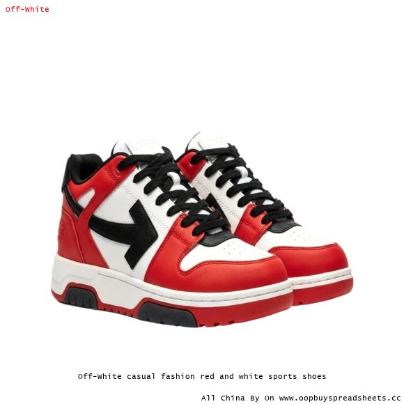 Off-White casual fashion red and white sports shoes