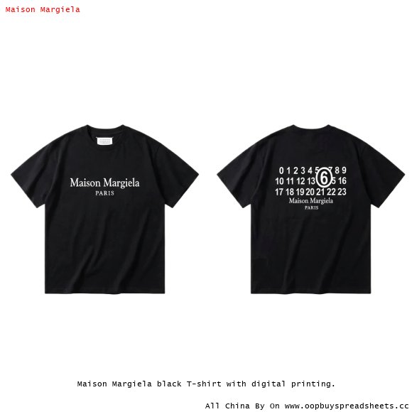 Maison Margiela black T-shirt with digital printing.