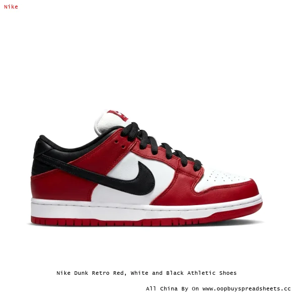 Nike Dunk Retro Red, White and Black Athletic Shoes