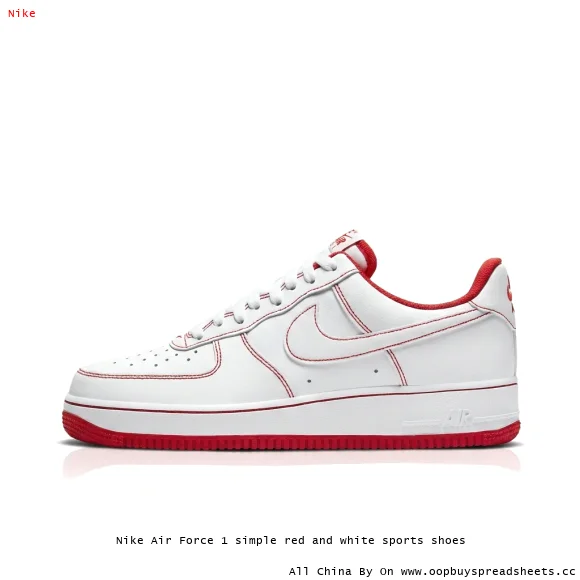 Nike Air Force 1 simple red and white sports shoes