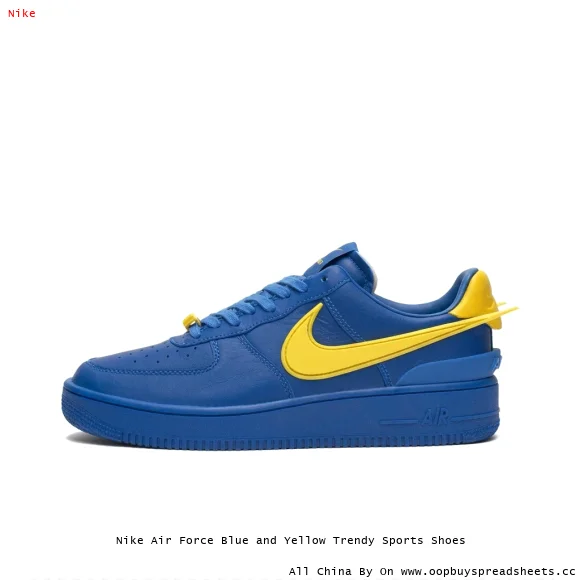Nike Air Force Blue and Yellow Trendy Sports Shoes