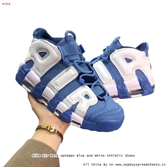 Nike Air More Uptempo Blue and White Athletic Shoes