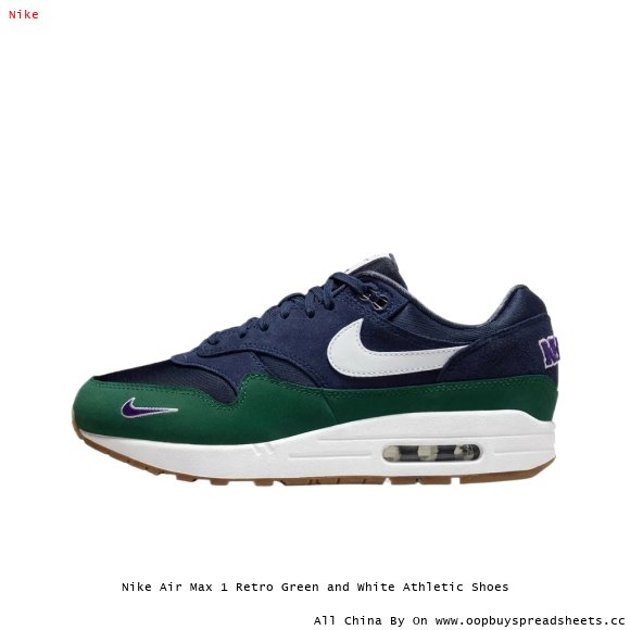 Nike Air Max 1 Retro Green and White Athletic Shoes