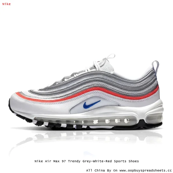 Nike Air Max 97 Trendy Grey-White-Red Sports Shoes