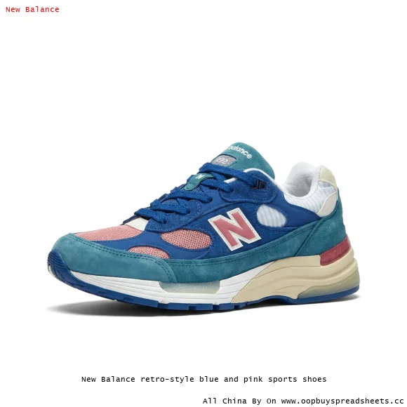 New Balance retro-style blue and pink sports shoes