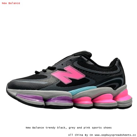 New Balance trendy black, grey and pink sports shoes
