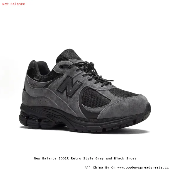 New Balance 2002R Retro Style Grey and Black Shoes