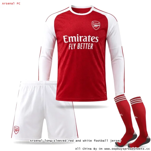 Arsenal long-sleeved red and white football jersey