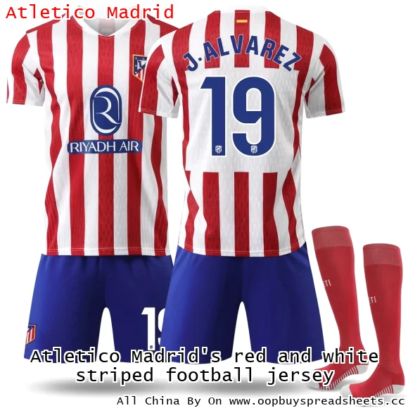 Atletico Madrid's red and white striped football jersey