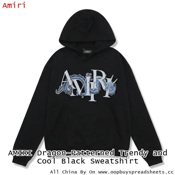 AMIRI Dragon-Patterned Trendy and Cool Black Sweatshirt